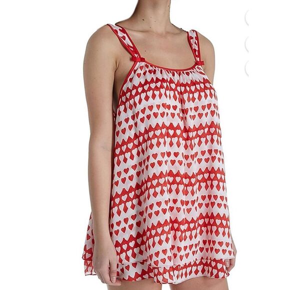 Kate Spade Dream A Little Dream Hearts Crinkle Chiffon Chemise Nightie Women M - Picture 4 of 4